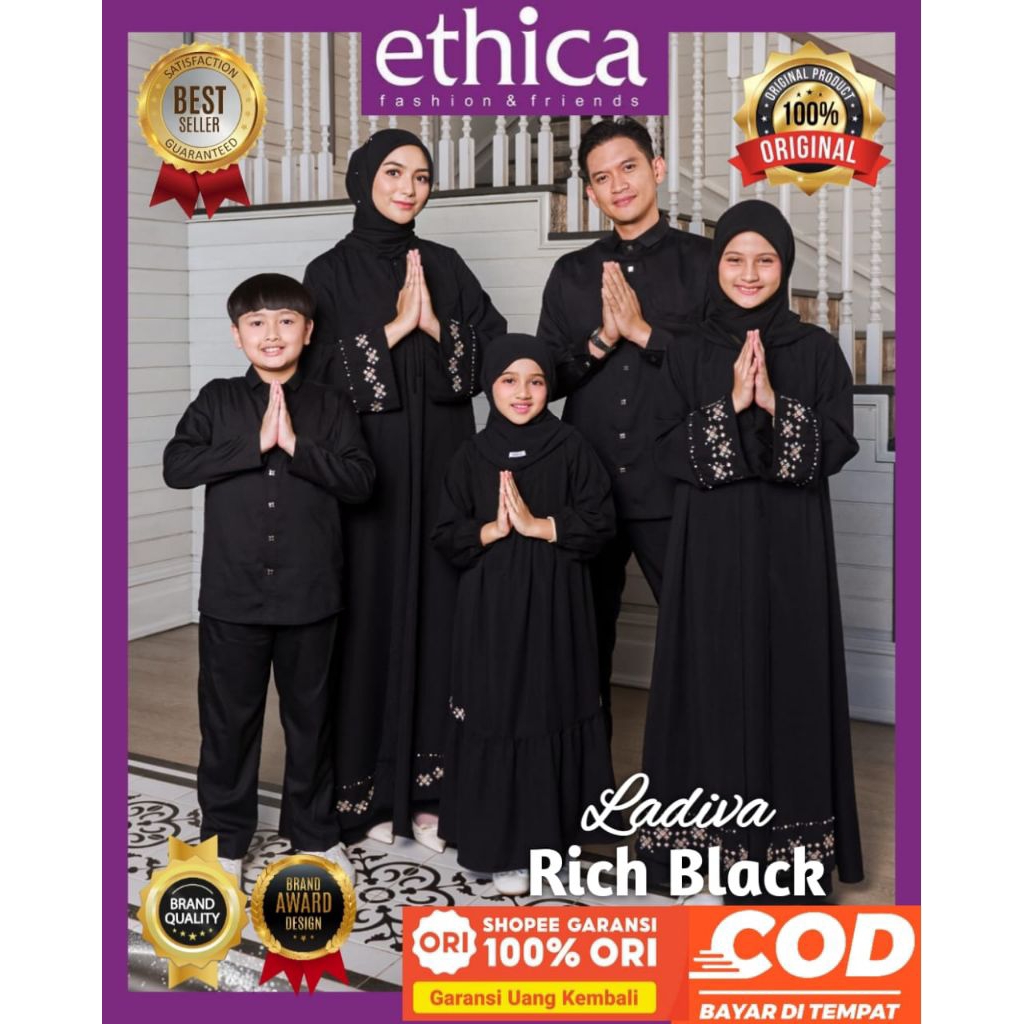 ETHICA Sarimbit 2026 Sarimbit Ladiva Rich Black Ethica Original - Sarimbit Lebaran Hitam - Baju Coup