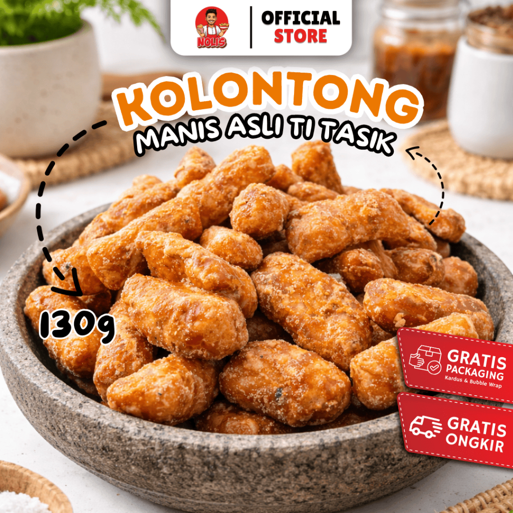 Kelontong Opak ketan Manis gula merah 130gram | Nolis Snack & Food |Kolontong Manis Khas Tasikmalaya
