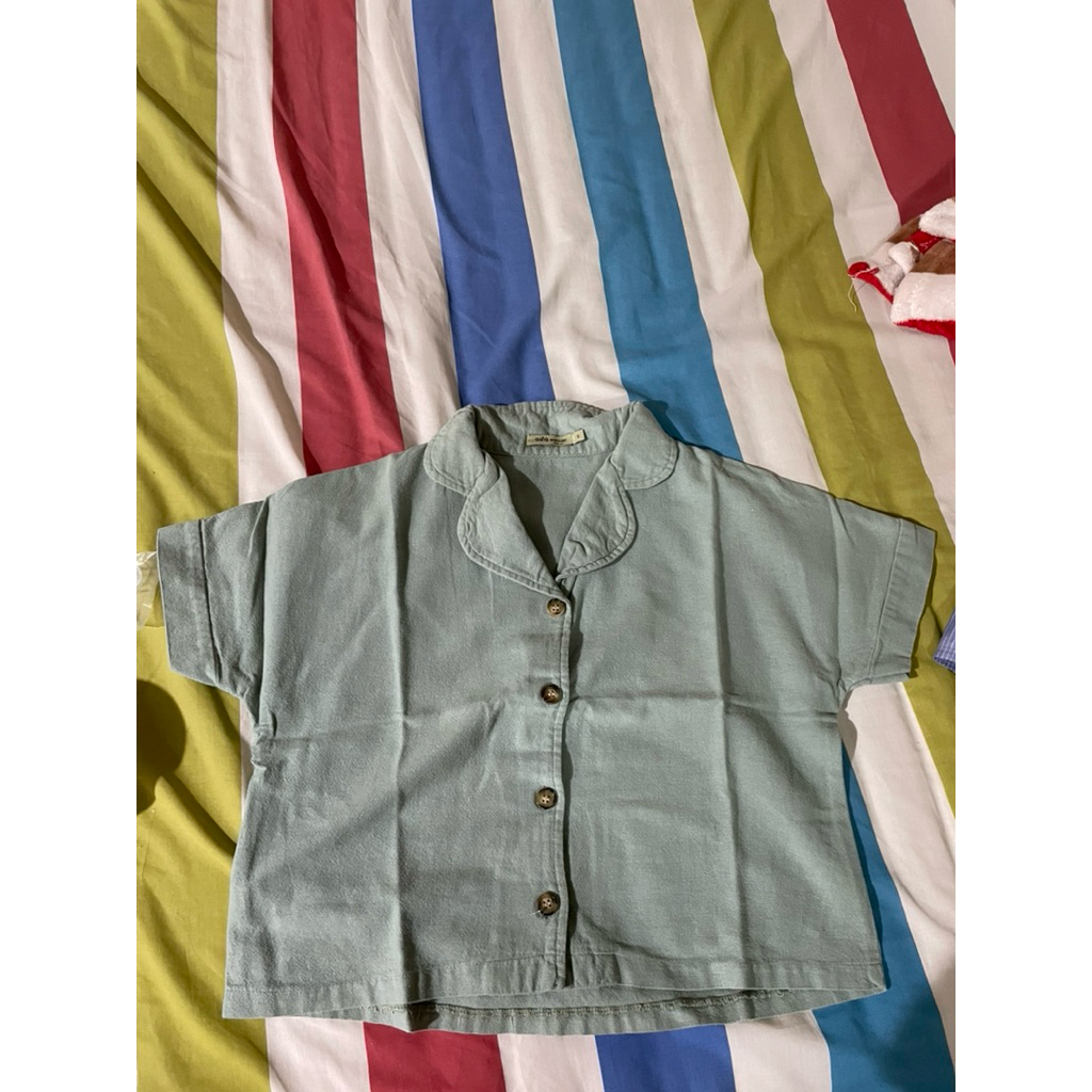 kemeja ada woman sage green crop