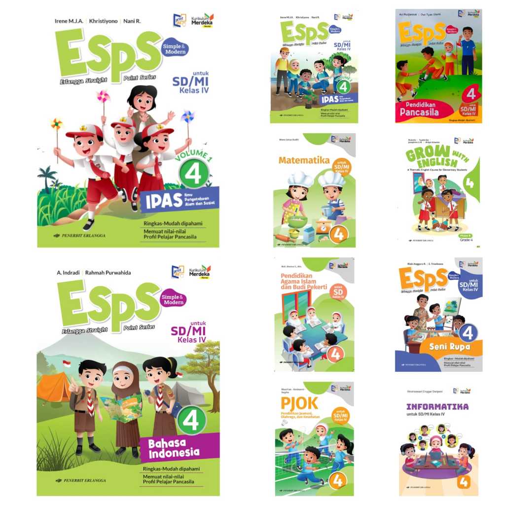 Kurikulum Merdeka kelas 4 SD/MI Kurikulum Merdeka Penerbit Erlangga ESPS PKN MTK B.INDONESIA B.INGGR
