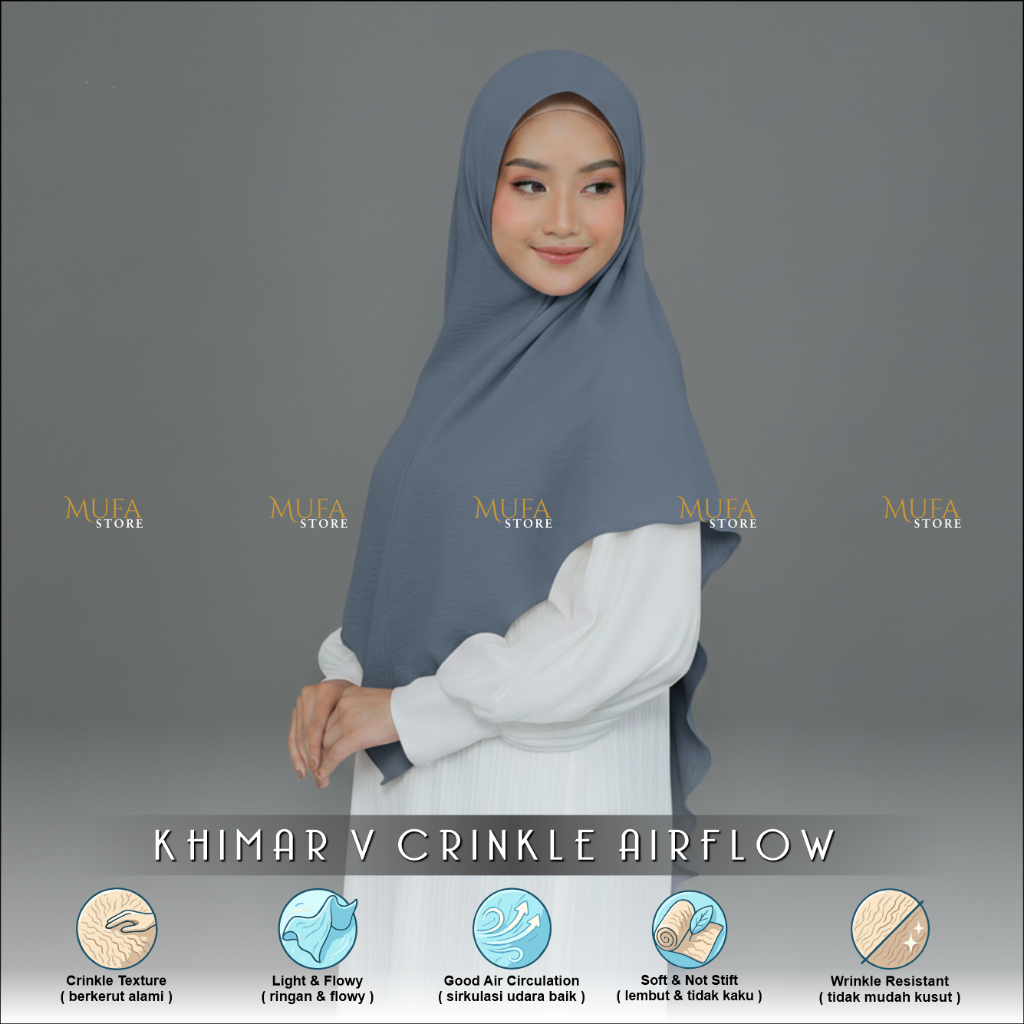 Jilbab Kerudung Instan Syar'i bahan Crinkle Hijab Khimar Jumbo Kringkel Premium