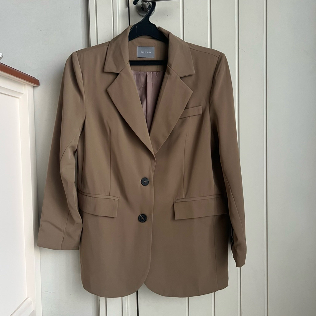 PL (Like New) This Is April Blazer Brown Caramel Mocca Office Outfit Outerwear