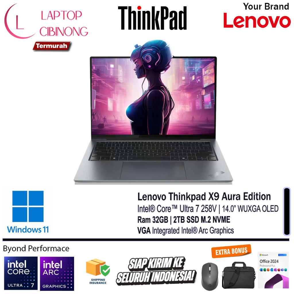 Lenovo Thinkpad X9 14 OLED Intel Ultra 7 258V WUXGA Backlit 32GB 2TB Windows11 Grey