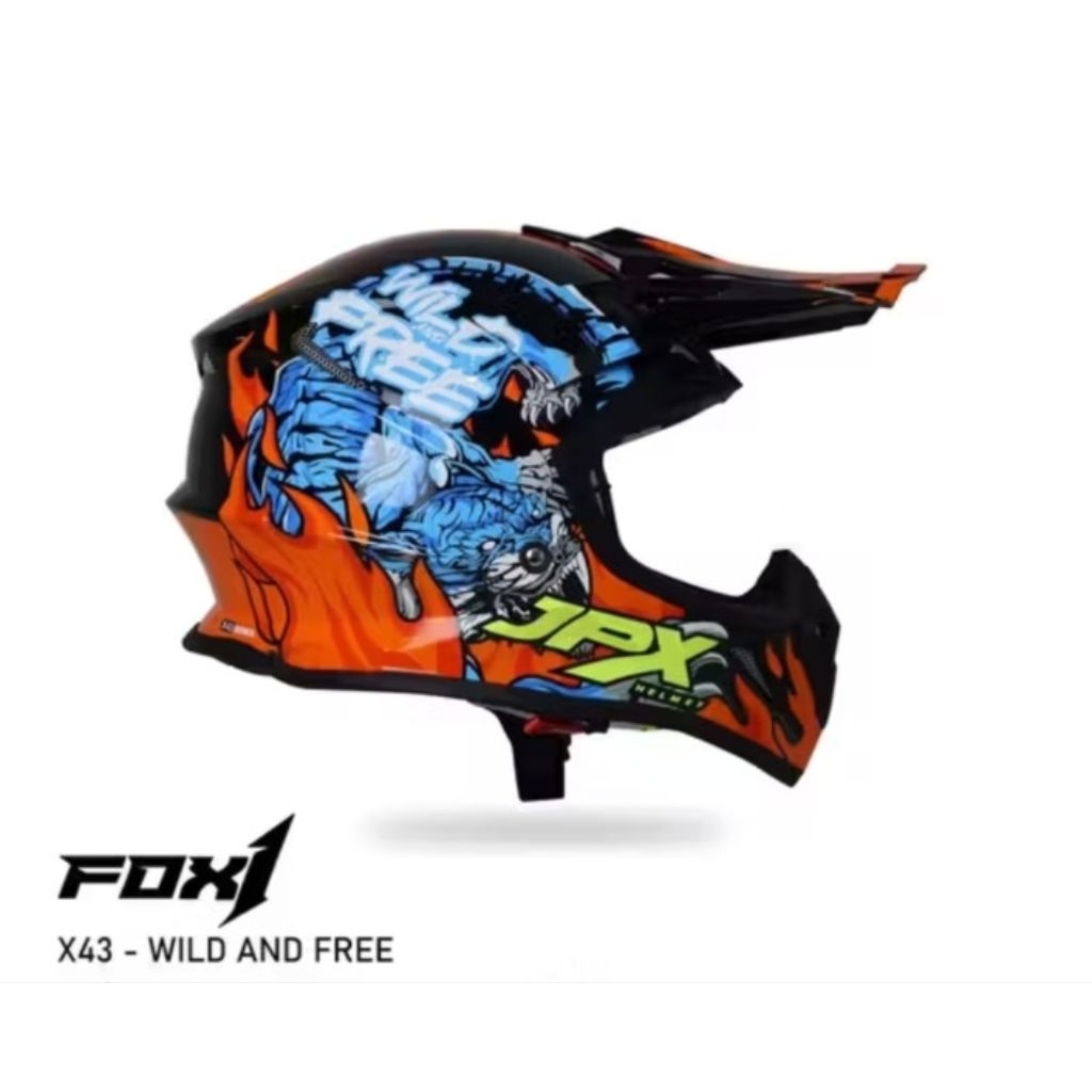 HELM JPX CROSS DEWASA FULL MOTIF PLUS KACA GOOGLE