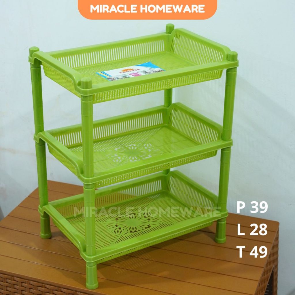 Rak Plastik Serbaguna 3 Susun Besar Untuk Bumbu Gelas Ukuran 30x40x50m | Rak Susun Plastik 3 Susun S