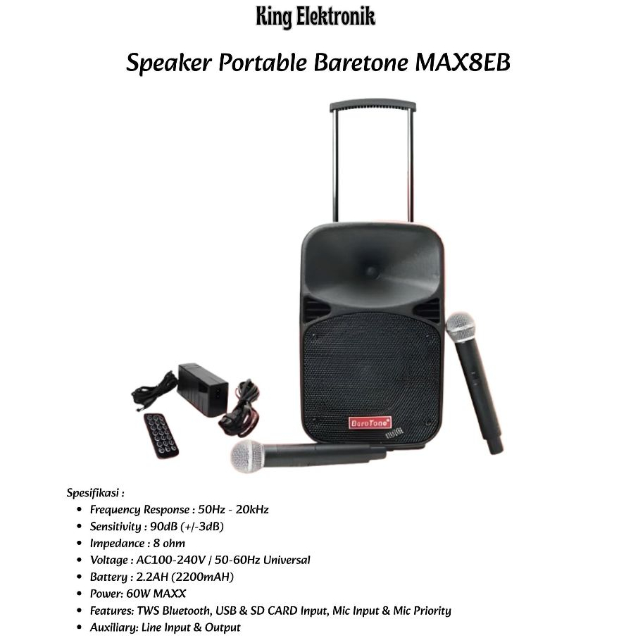 Speaker Portable Meeting 8 Inch Baretone MAX8EB