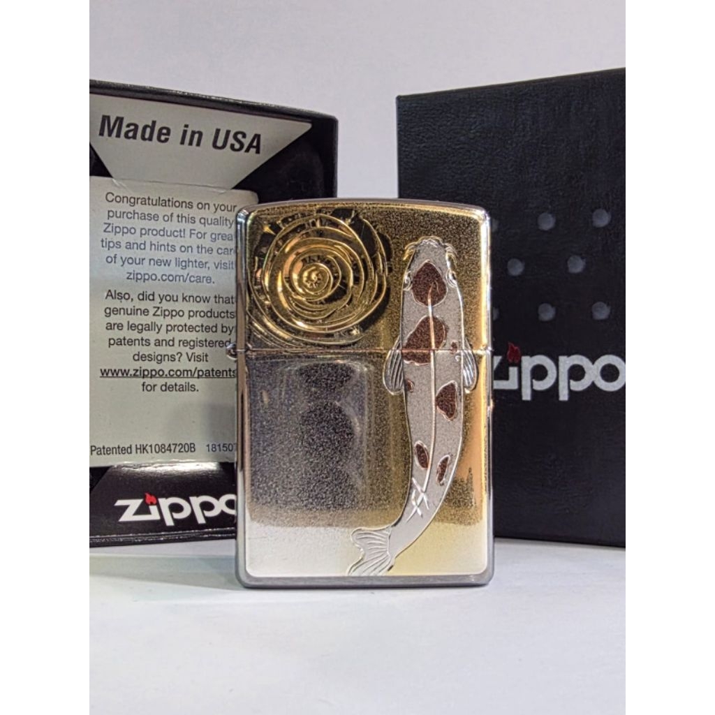 Original Zippo Koi and Rose Electroformed Japan