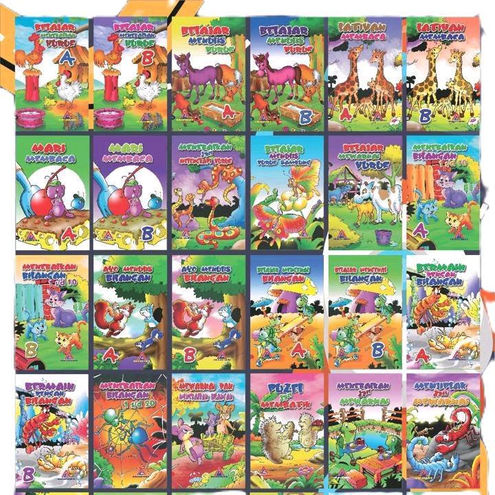 BUKU ANAK PAUD RA TK TKIT BELAJAR MENEBALKAN HURUF BELAJAR MELENGKAPI HURUF BELAJAR MEWARNAI HURUF