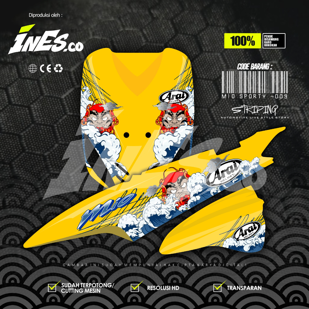 Striping Mio Arai transparan Decal mio sporty arai