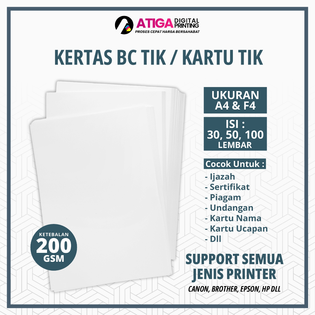 Kertas Brief Card (BC TIK) | Kertas BC TIK | Kertas Ijazah, Piagam, Sertifikat, Undangan | Kertas Bl