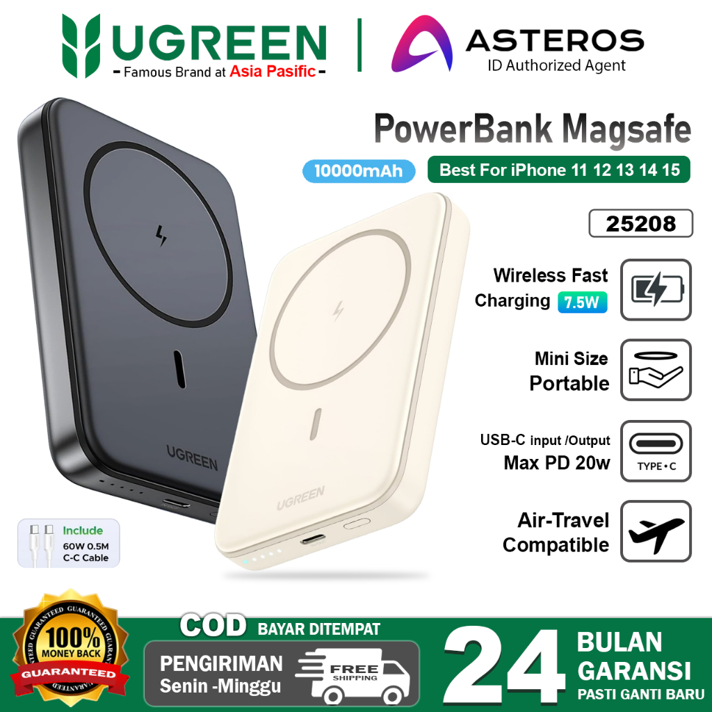 UGREEN Wireless Powerbank 10000mah For iPhone 11 12 13 14 15 PD Fast Charging 20w
