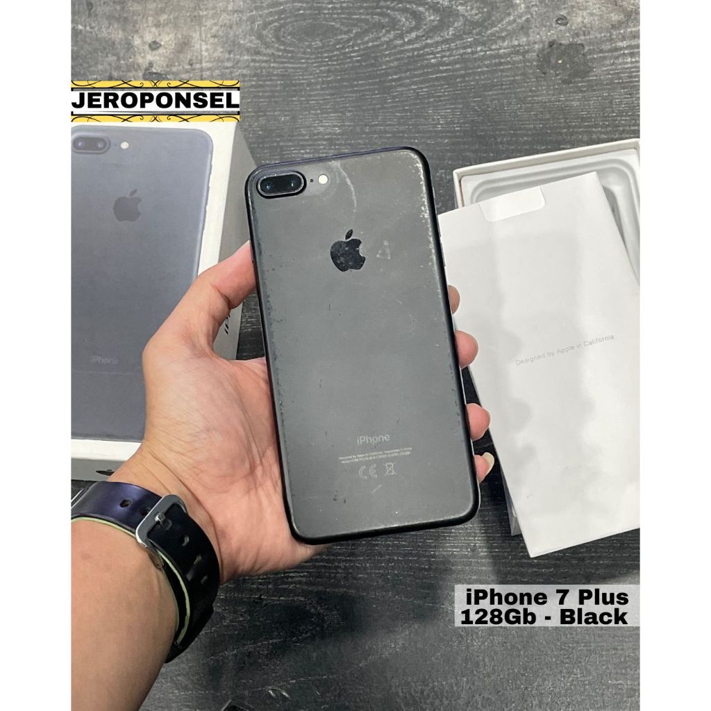 IPHONE 7 PLUS 128GB BLACK MULUS ADA MINUS FULL SET