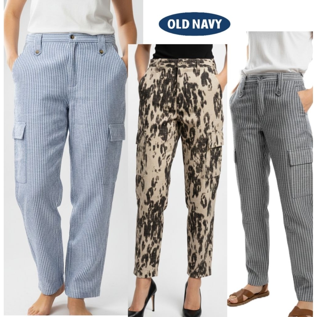 Celana Linen Cargo Wanita Old Navy Premium Quality Celana panjang Taper Pants