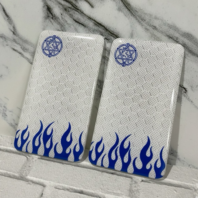 Akrilik Printing UV M200 Backdoor Motif White Carbon Blue Fire