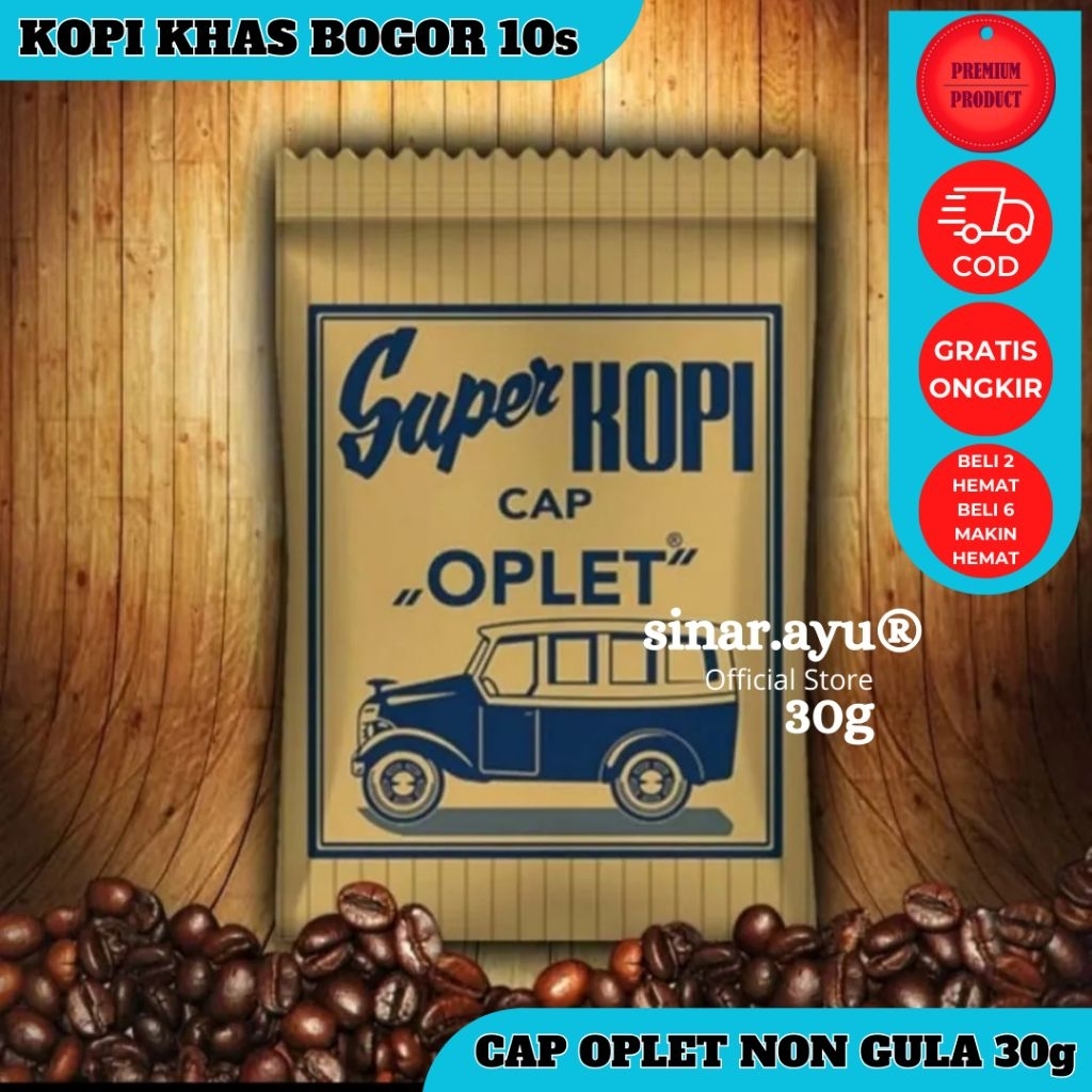 KOPI OPLET KOPI HITAM CAP OPLET BESAR 30G ( KHAS BOGOR) 10 PCS
