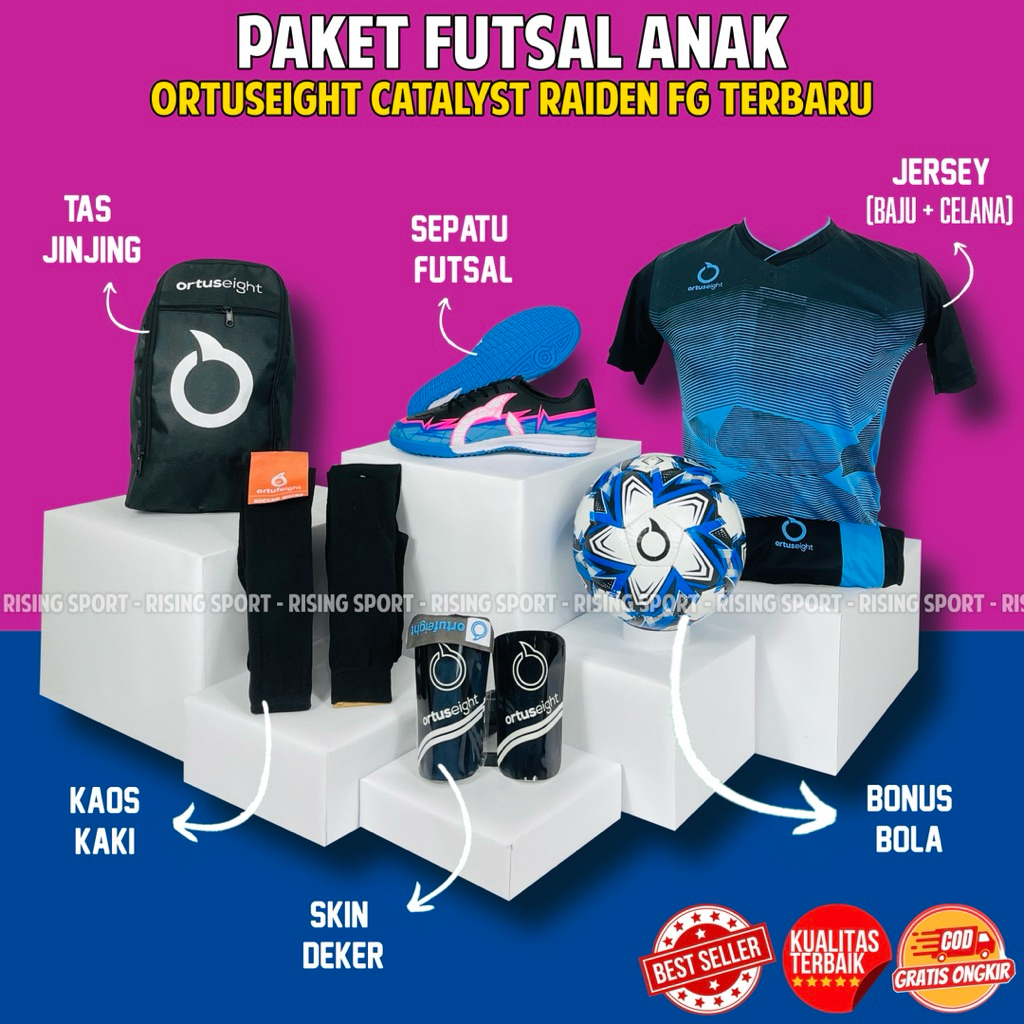 CUCI GUDANG Sepatu Futsal Anak Ortus Catalyst Raiden FG Bonus Bola Terbaru Paket Komplit Sepatu Futs