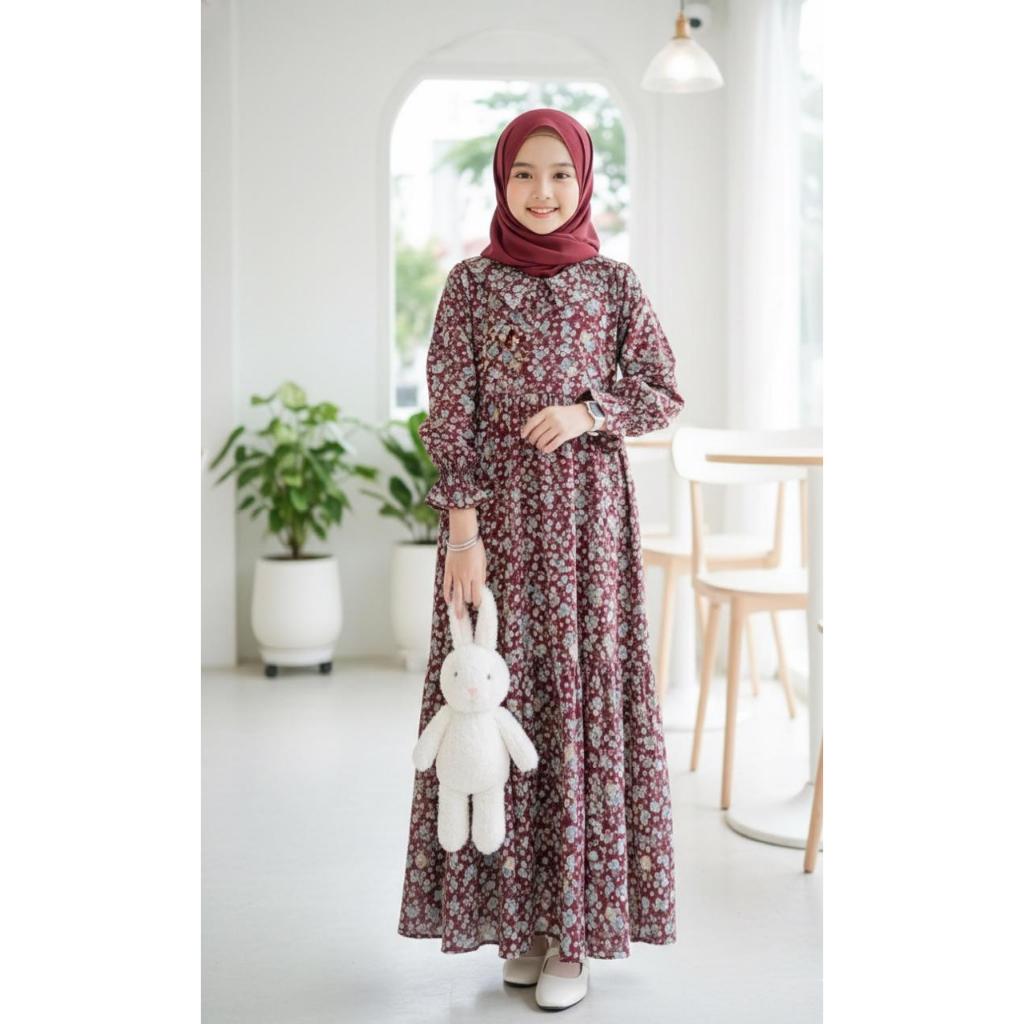 Gamis Anak Kekinian Motif Gamis Rayon motif Anak Remaja