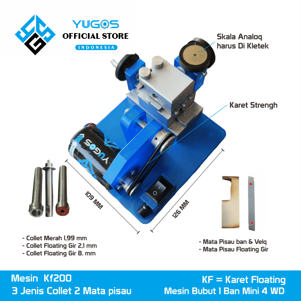 Mesin bubut Mini 4 WD KF200 YUGOS