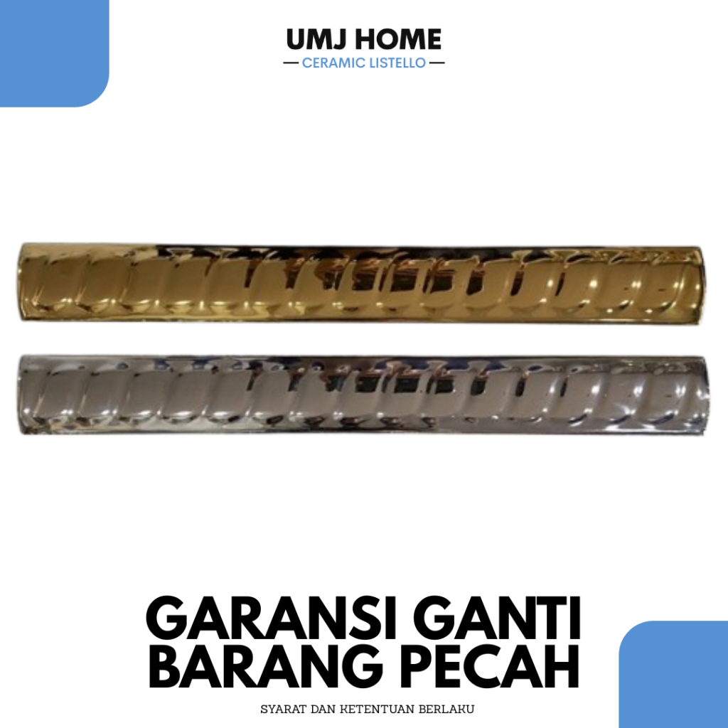 [GARANSI PECAH GANTI BARU] Lis Keramik Kuku Macan Keramik Gold & Silver, Emas & Silver 20 cm Import