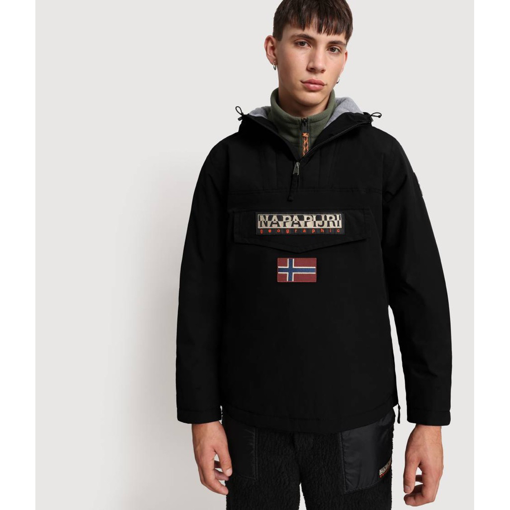 Napapijri Rainforest Winter Anorak Hooded Jacket In Black