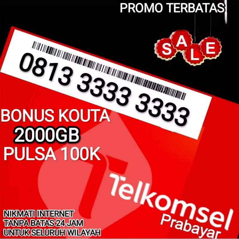 Ready Kartu Perdana Telkomsel Seri Cantik 12 Digit Bonus Kuota 2000GB