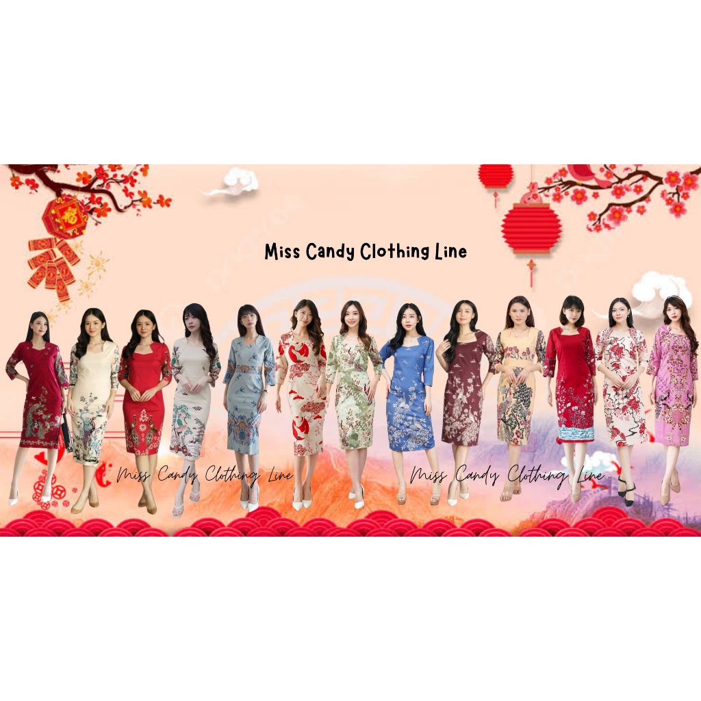 Midi Dress Batik Bodycon Wanita Modern Katun Stretch 132  KN RM RE DF HT NK XJ JH PK GW RK LB HJ LB 