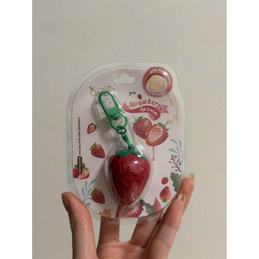 Obuse Strawberry tinted lip balm keychain ORI THAILAND