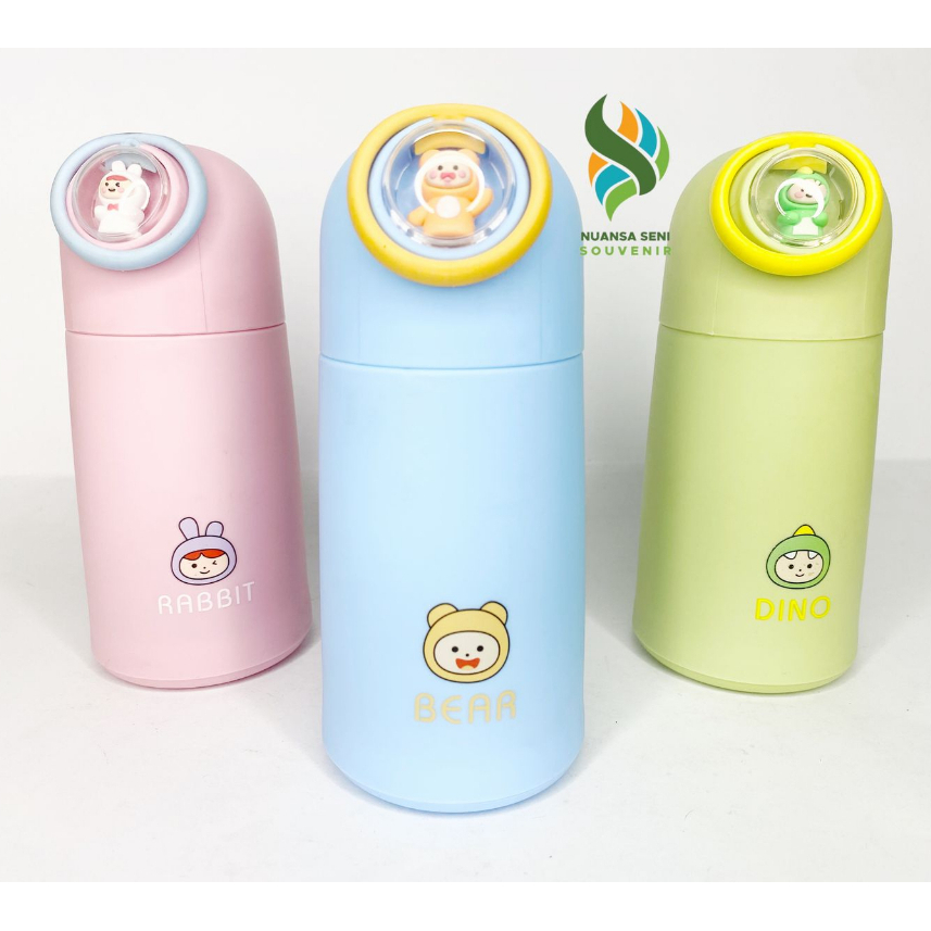 Souvenir Botol Tumbler Kaca 330ml Termos Kaca Mini Botol Motif Dino