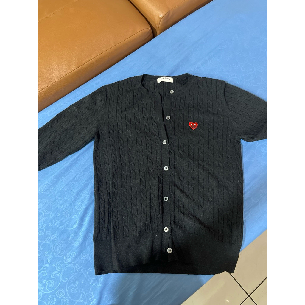 preloved KEITH HARING  cable cardi black