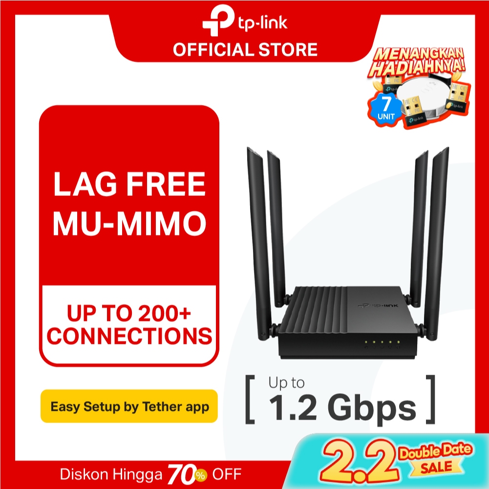 TP-Link Archer C64 | AC1200 WiFi 5 Router | Dual Band | Gigabit | Mesh | IPv6 IPTV | Cloud Tether