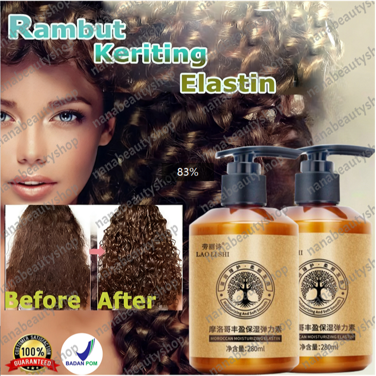 280ml Morocco Cream Hair Curly Elastin Rambut untuk Rambut Keriting Gel Rambut Keriting Elastis crea