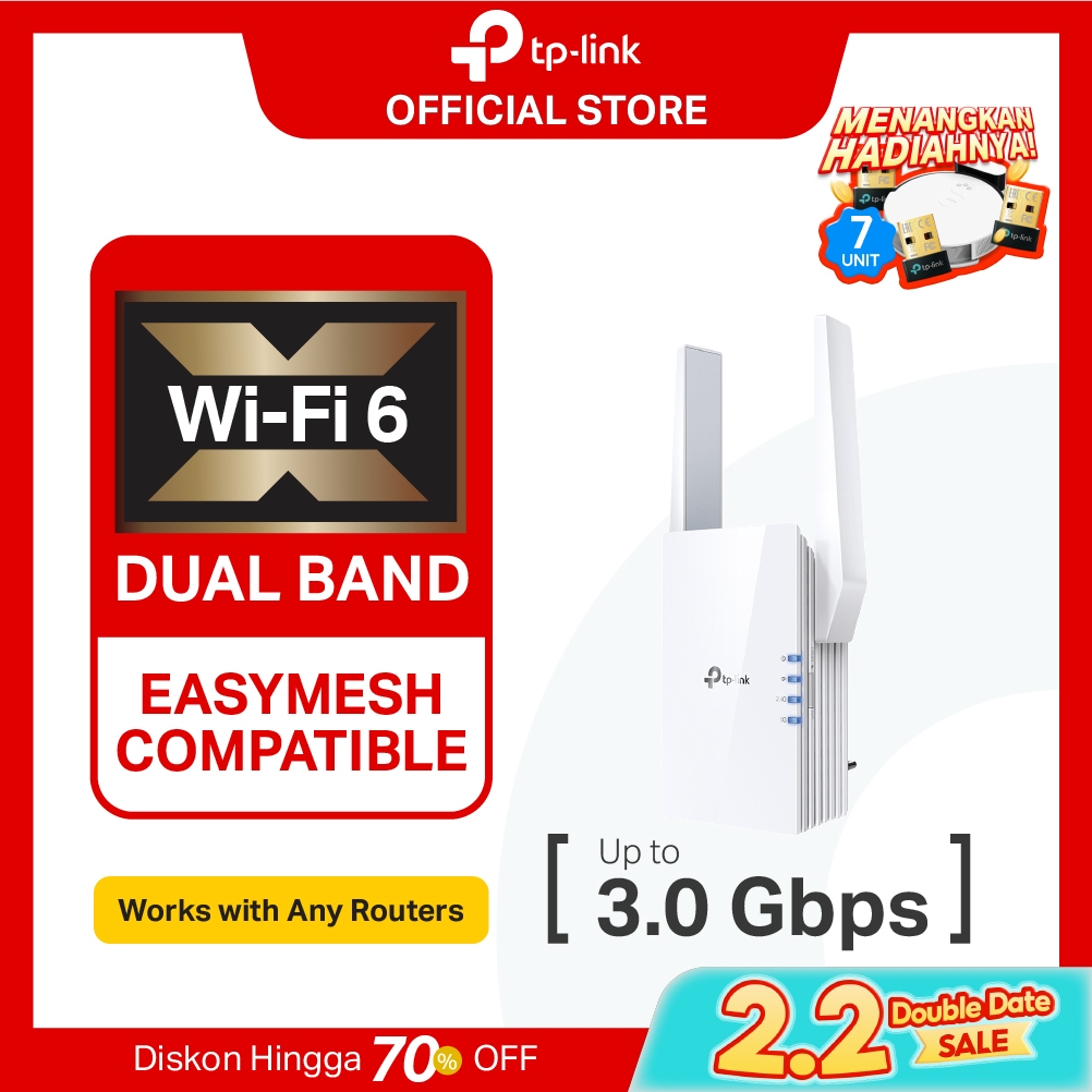 TP-Link RE705X | AX3000 WiFi 6 Extender | Mesh | Dual Band | 3 Gbps | Access Point | RE605X RE505X