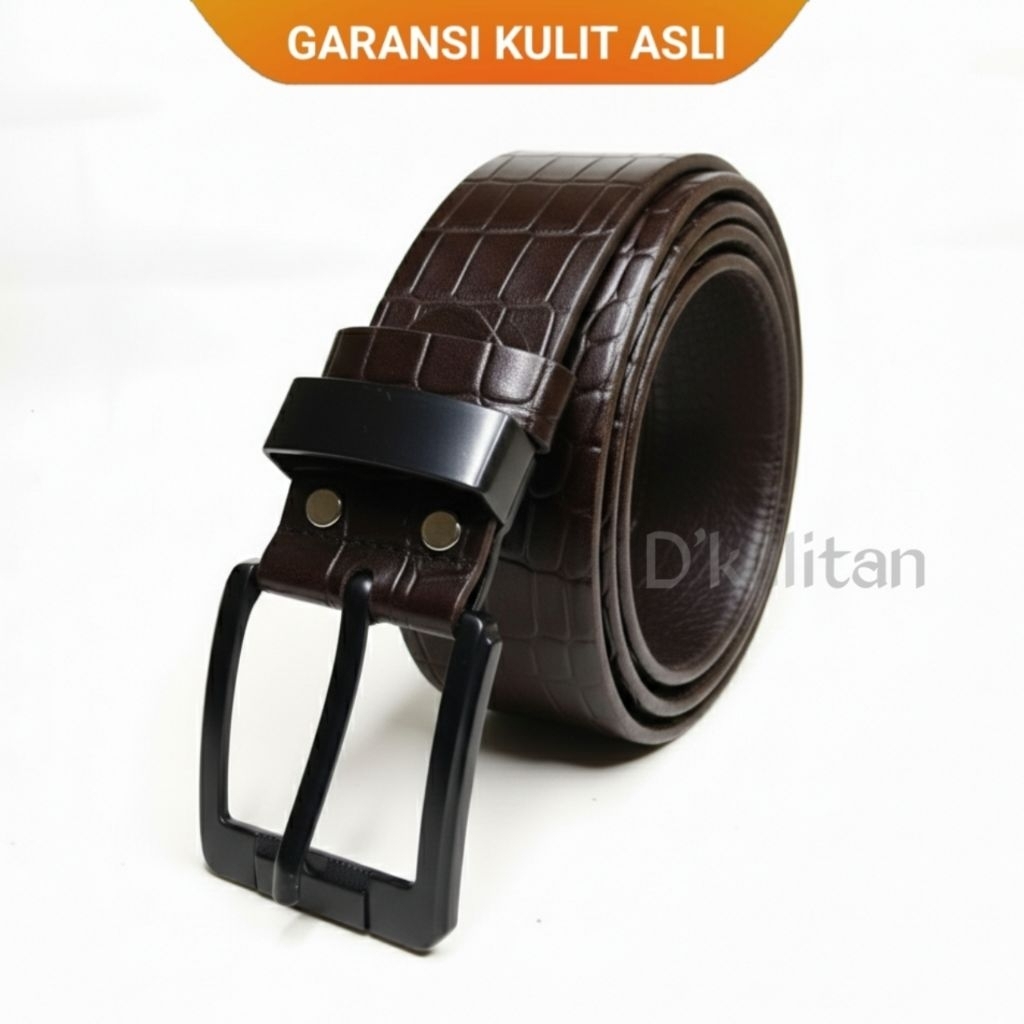 Ikat Pinggang Pria Kulit Asli/Sabuk Kulit Pria Dewasa/Gesper Kulit Cowok/Belt Laki-laki Jumbo Motif 