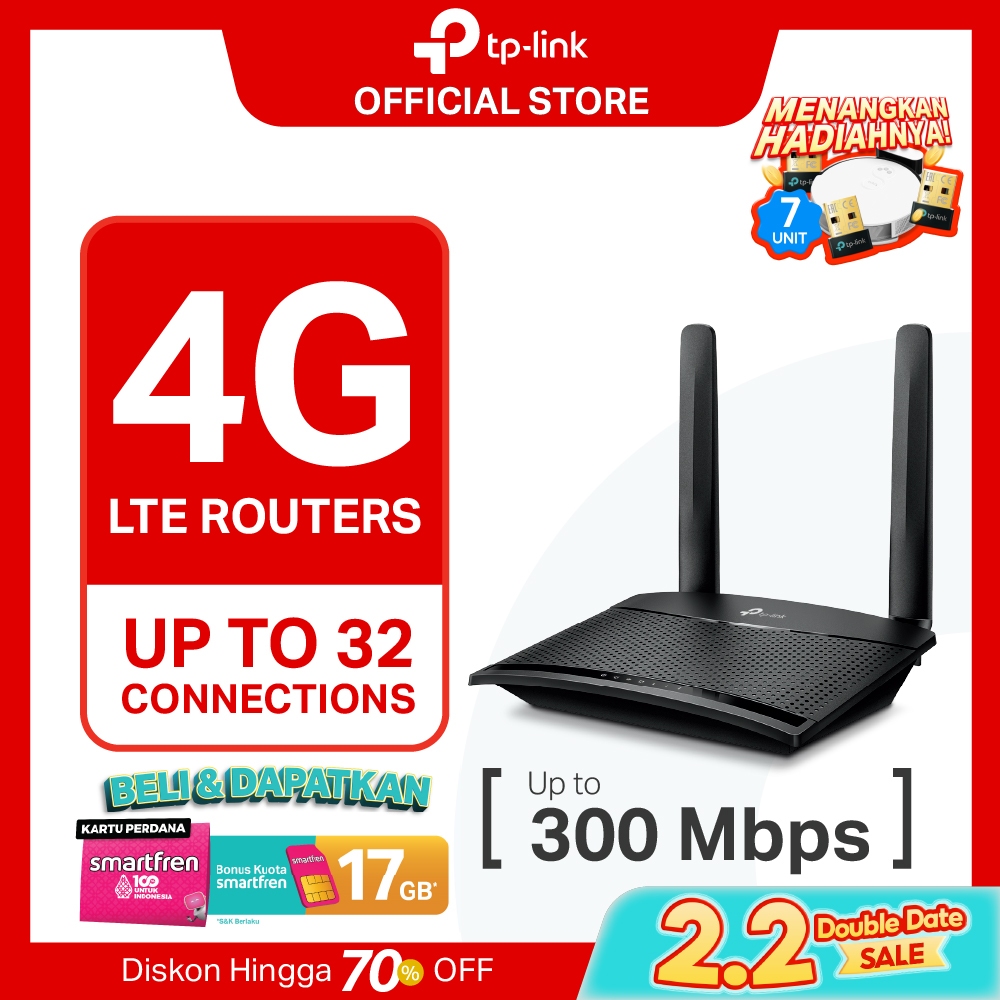 TP-Link TL-MR101 Router I 4G LTE I 300 Mbps Wireless N I dengan 32 Koneksi I Internet Stabil di Mana