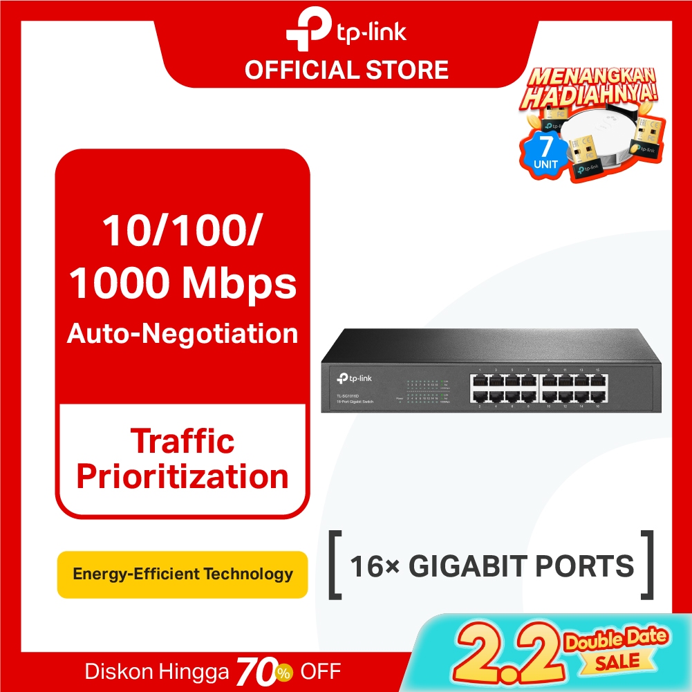 TP-Link TL-SG1016D | 16 Port Gigabit  | Unmanaged Switch  | Desktop Rackmount | 10/100/1000Mbps port