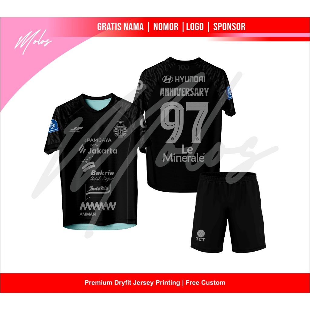 JERSEY CUSTOM ANNIVERSARY PERSIJA JAKARTA 97 FREE NAMA DAN NO PUNGGUNG FULL PRINTING