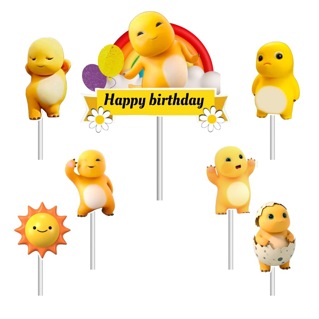 Cake Topper Tema Nailong / Hiasan kue Dino kuning/ Hiasan kue Viral / Nailong / Harga 1 Sett / Hiasa