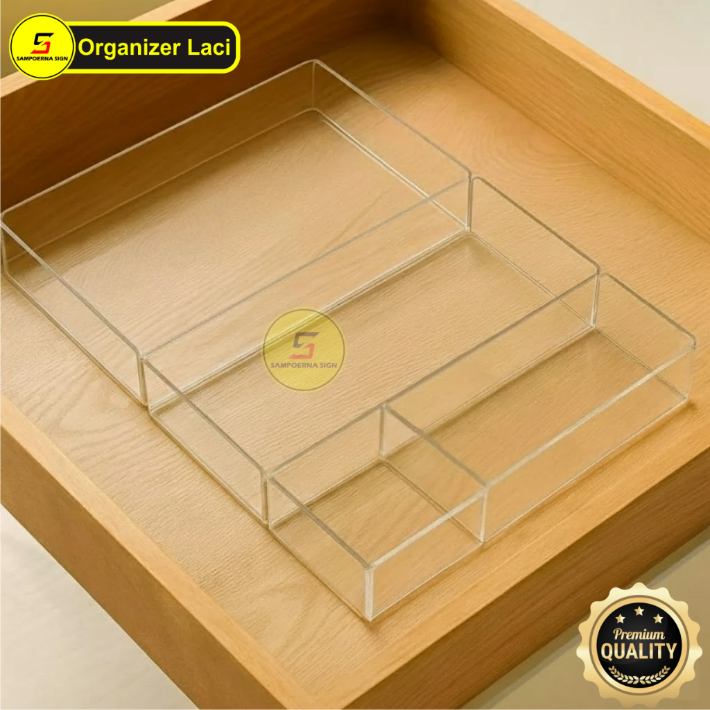 Organizer Laci Bening Acrylic | Kotak Penyimpanan Serbaguna | Tempat Sendok Garpu | Wadah Akrilik