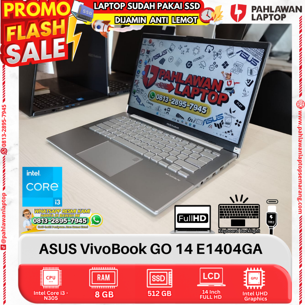 ASUS VivoBook Go 14 E1404GA Core i3 N305 RAM 8GB SSD 512GB GARANSI RESMI