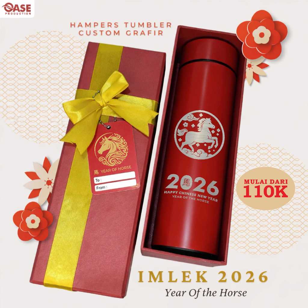 Custom Tumbler Souvenir Imlek / Paket Imlek / Hadiah Imlek / Termos tumbler Hampers Hard Box Chinese