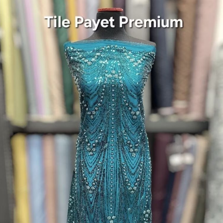 [harga 0,5 Meter] Kain Kebaya Brokat Payet / Tile Payet Meteran Premium / Kain Bordir Murah untuk Se