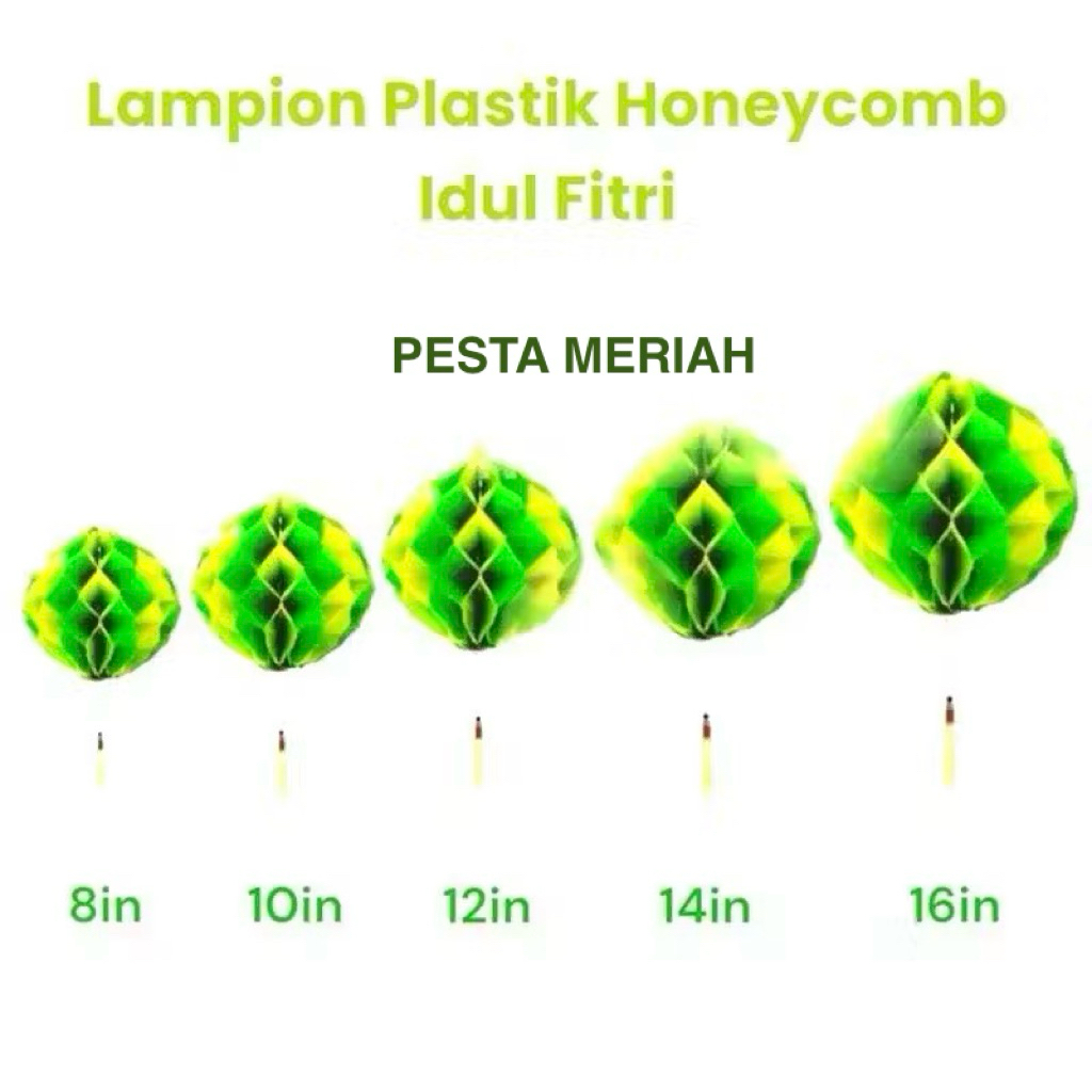 NEW ARRIVAL LAMPION IDUL FITRI BENTUK HONEYCOMB / LAMPION LIPAT IDUL FITRI/ LAMPION HIJAU KUNING / L