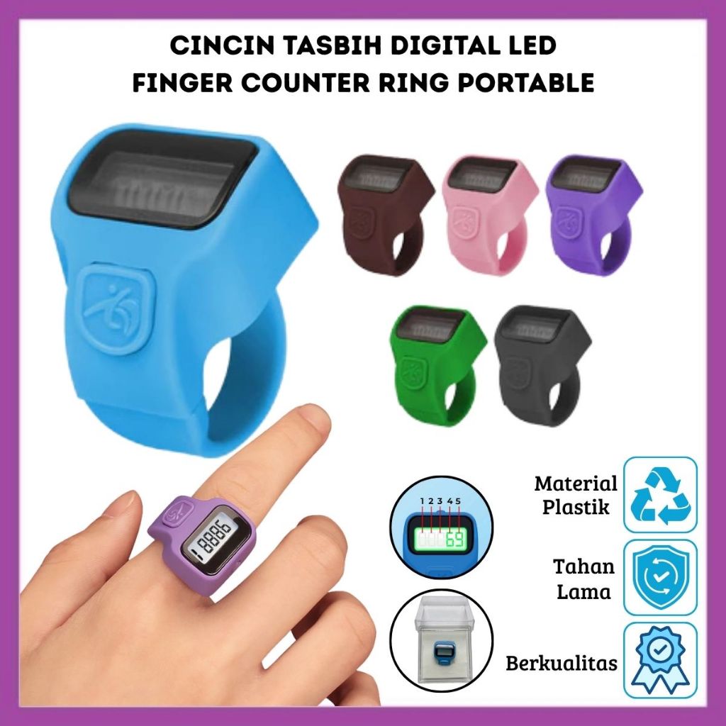 Tasbih Digital Cincin Dzikir Mini Polos LED