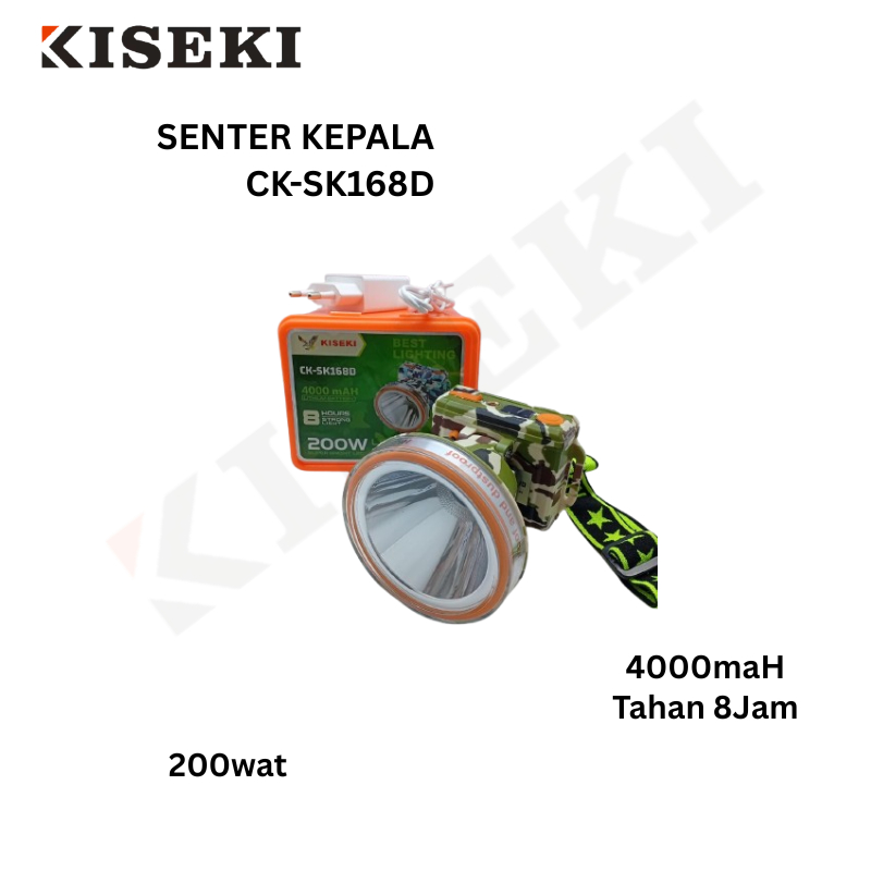 Kiseki Senter Kepala CK-SK168D Senter Kepala Cahaya Putih Senter Kepala Waterproof Senter Kepala Sup