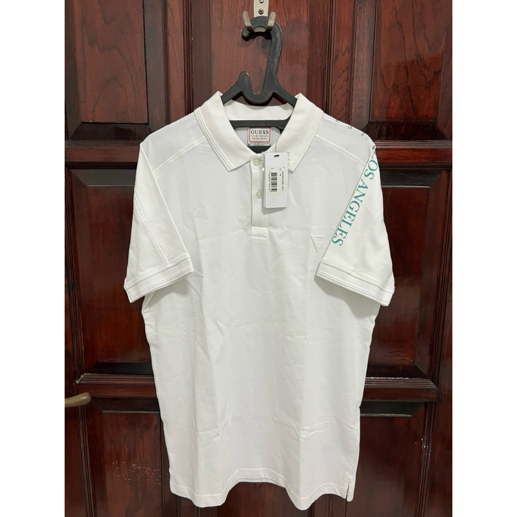 GUESS MEN Polo Shirt White Original Size M Ori Kaos Baju Kemeja polo cowok slim fit luxury brand