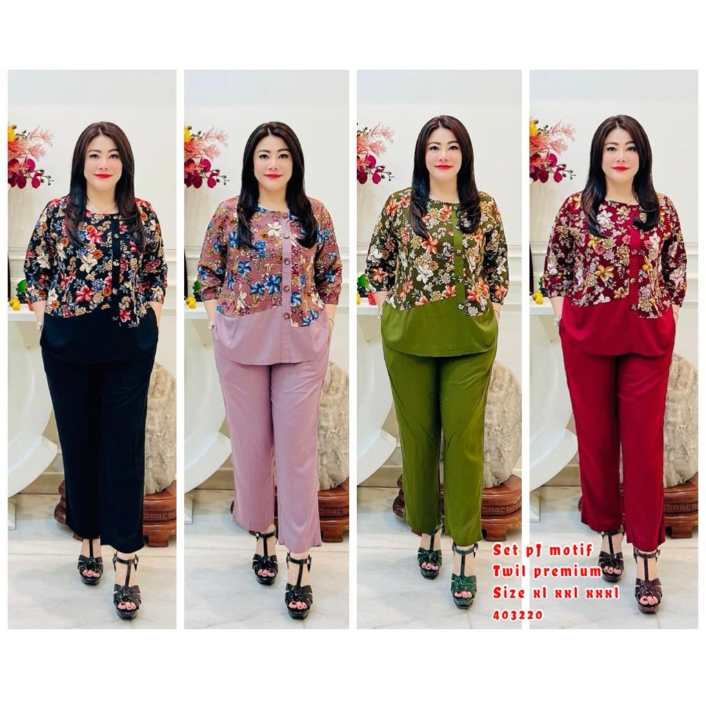 403220 Stelan Big Size Polos - Setelan Jumbo - Stelan Wanita - Set Rayon Twill - Set Polos // Setela