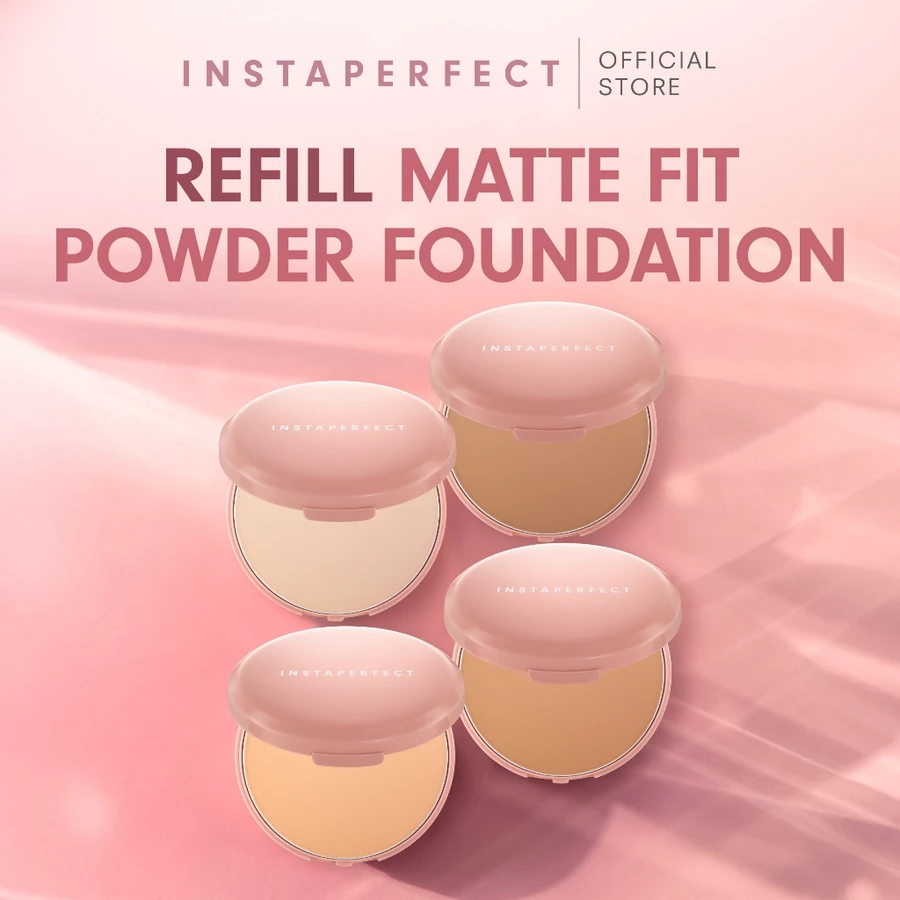 Wardah Instaperfect Refill Matte Fit Powder Foundation 13 g - Refill Bedak (Real Skin Cover Setter, 