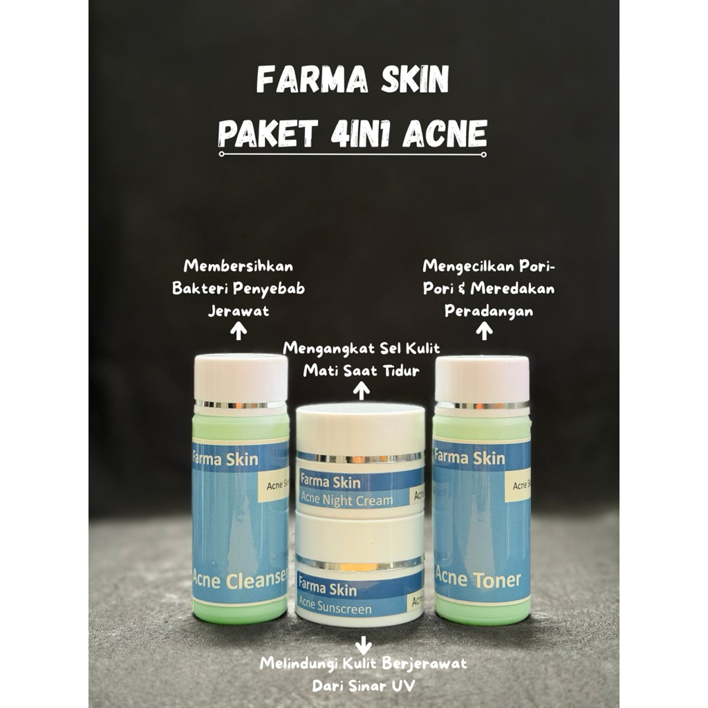 [ PAKET 4IN1 FARMA SKIN ] CREAM FARMA SKIN 4IN1 FOR ACNE SKIN