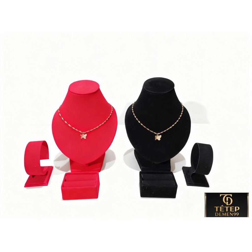 Tempat Display kalung satu set bentuk bulat/tempat perhiasan seserahan pernikahan/manekin patung leh