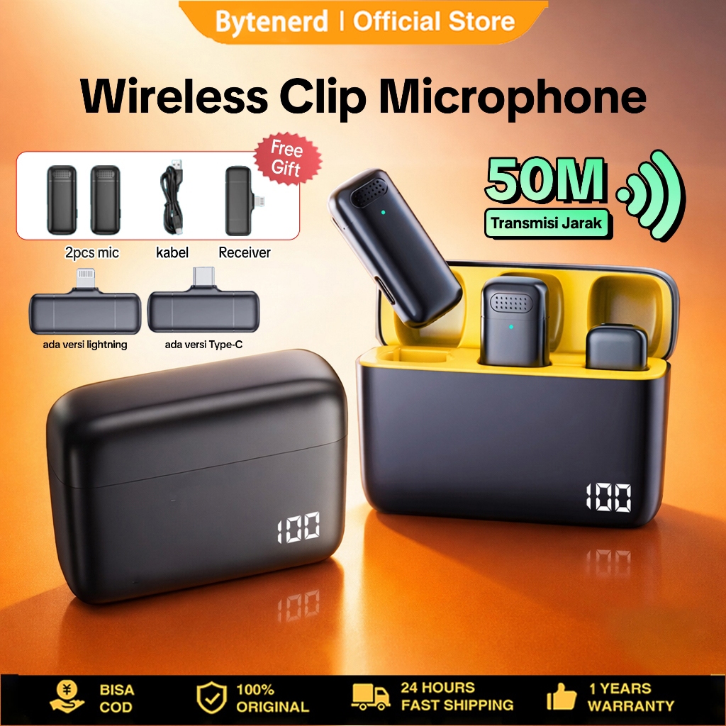 Mic Mini Microphone Bluetooth Mikrofon Nirkabel Lavalier tanpa kabel hp Lapel Mic wireless clip on u
